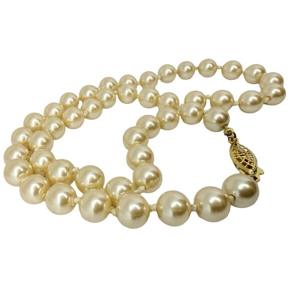 GSILVER Double Knotted Champagne Pearl Necklace 18" German Wedding Grandma - Picture 7 of 14